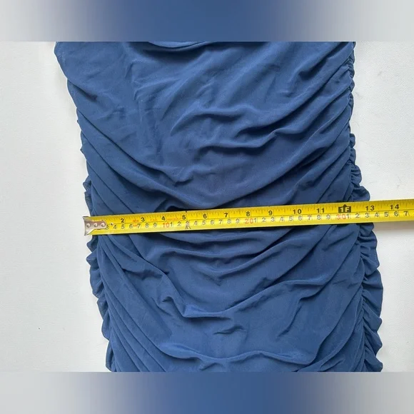 NWT - Navy Ruched Body con Tank/Off Shoulder Stretchy Dress - Large - Picture 8 of 10